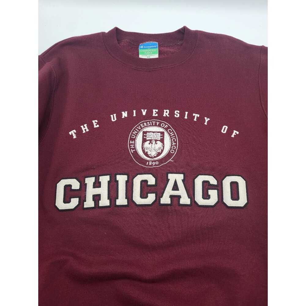 Champion Eco Fleece SZ XS University of Chicago Crewneck Sweatshirt Academia - Picture 8 of 8